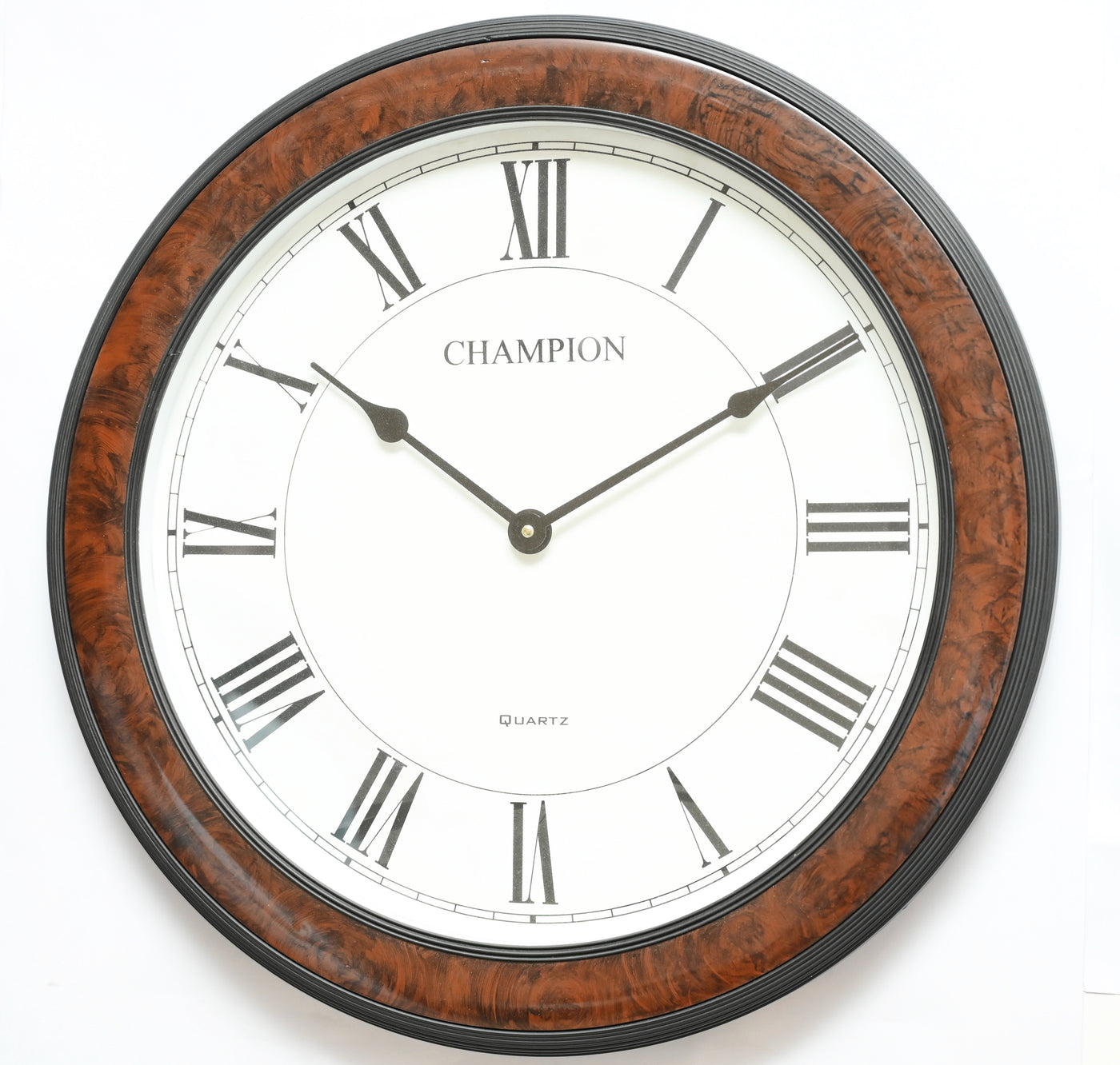 Champion 20" Large Classic Roman Digits Walnut Wall Clock