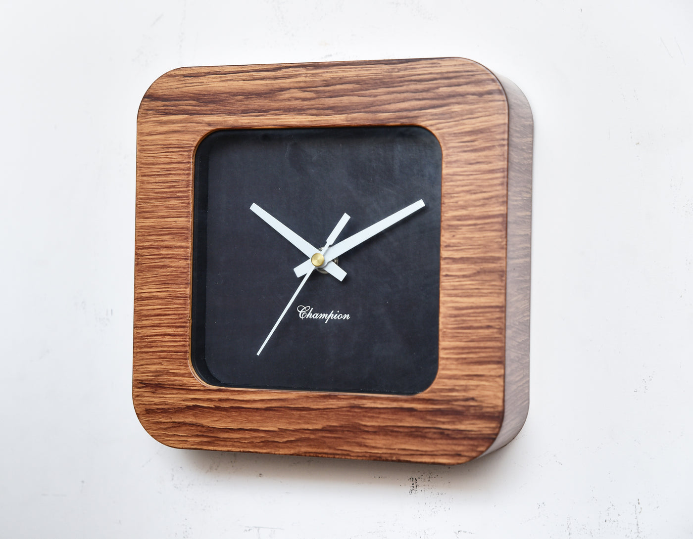 Champion Black Dial Ply-Wood Square Table Clock For Decor