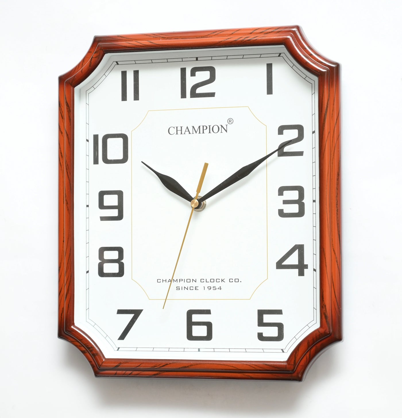 Champion 12" Tapered Rectangular Walnut Wall Clock