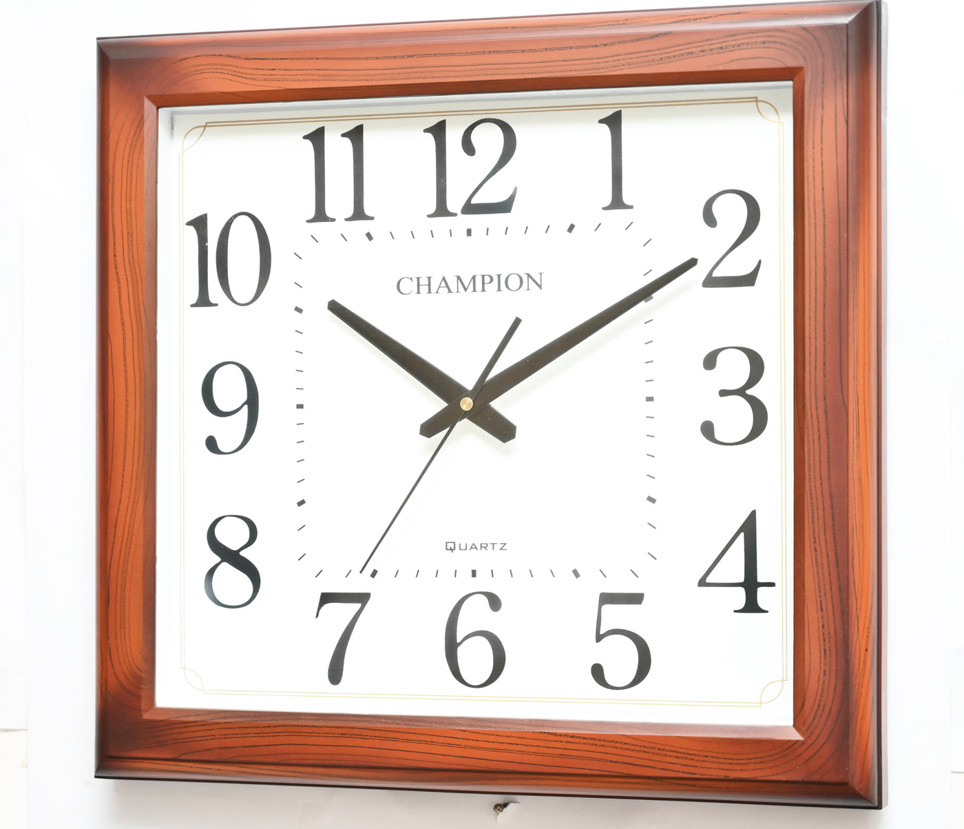 Champion 16" x 17" Refined Rectangular Walnut Wall Clock