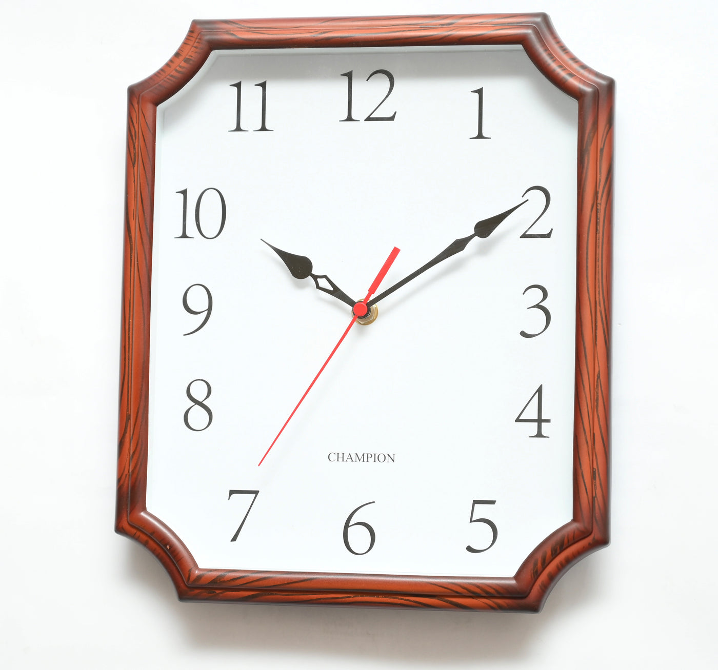 Champion 12" Tapered Rectangular Simple White Walnut Wall Clock
