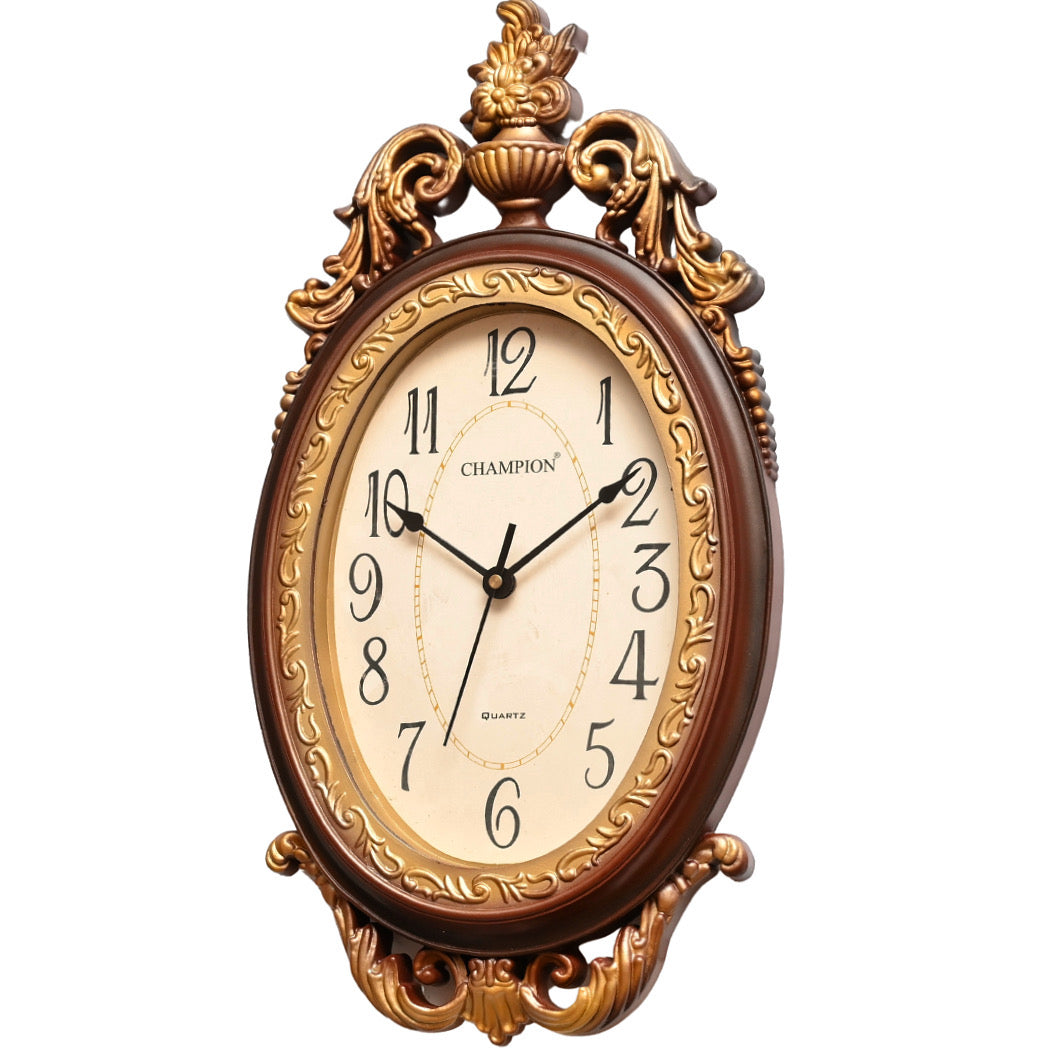 Champion 11" x 16" Golden Decorative Walnut Wall Clock