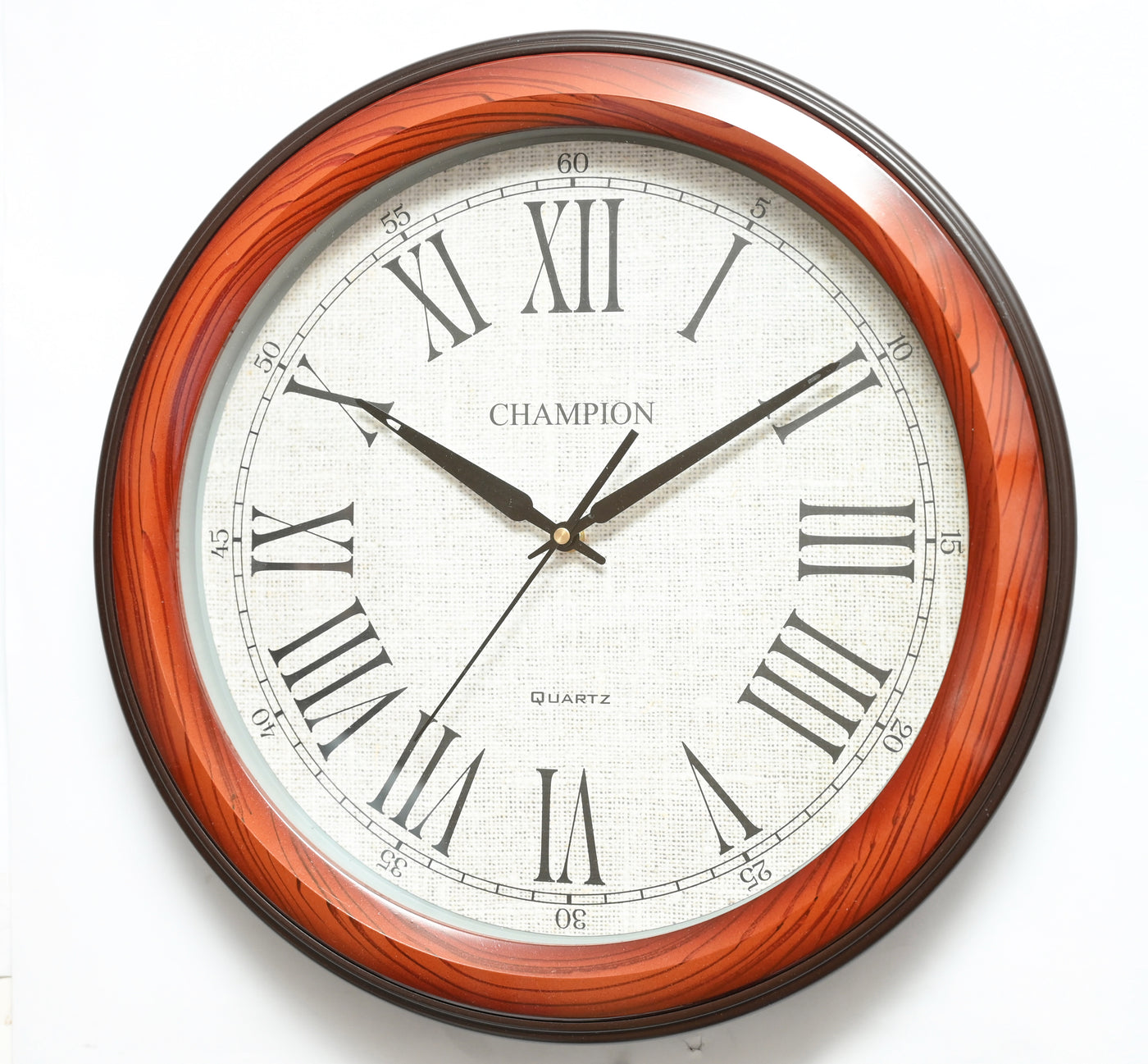 Champion 19" Large Classic Grey Dial Roman Digits Walnut Wall Clock