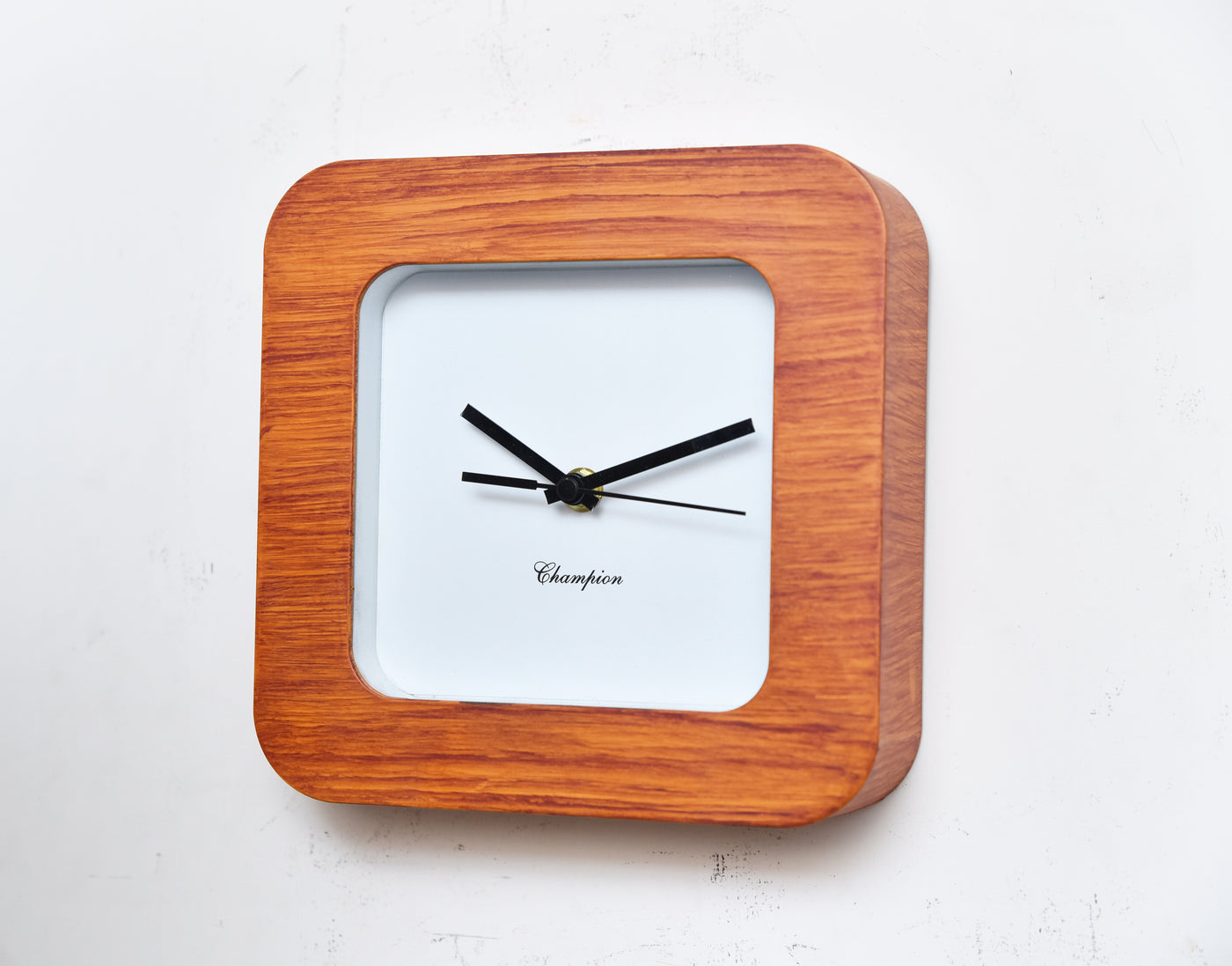 Champion White Dial Ply-Wood Square Table Clock For Decor