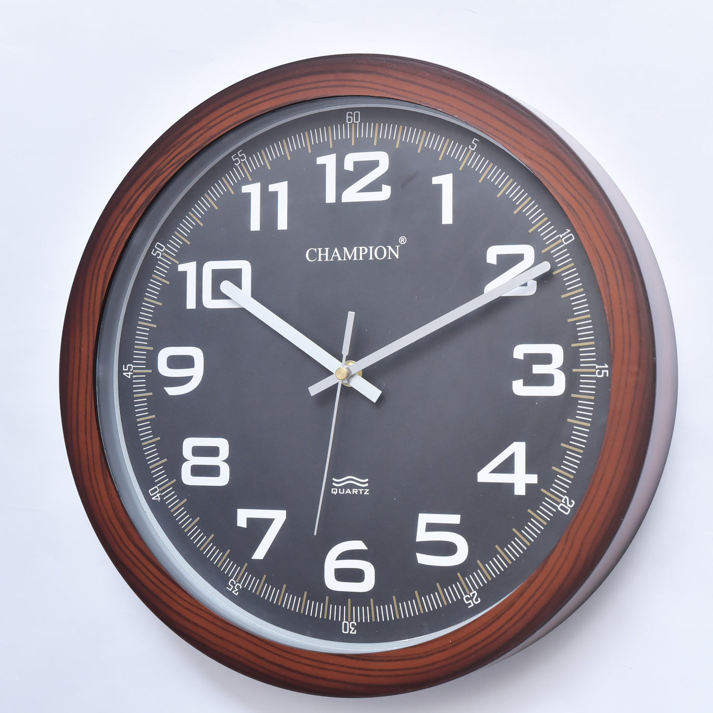 Champion Stylish Walnut Coloured Black Dial Clock