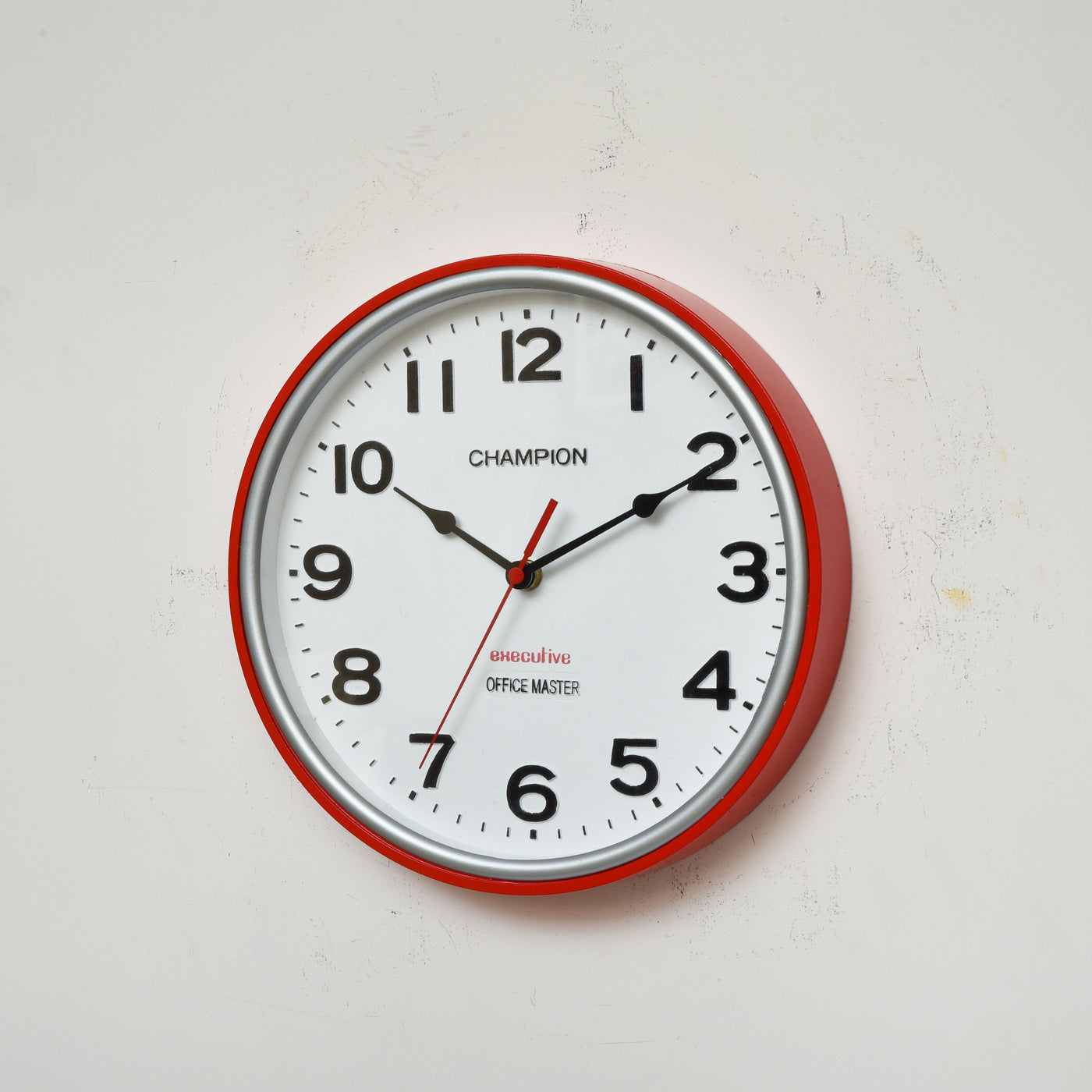 Champion 11-inch Two Tone Red-Silver Color Wall Clock